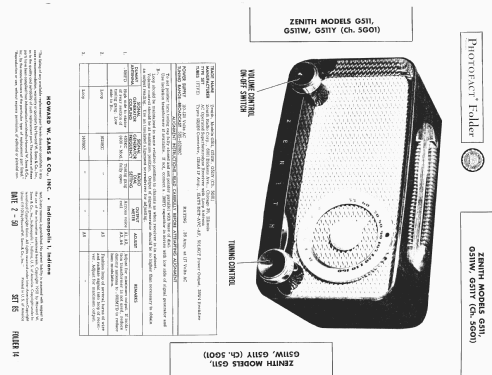 G511 Ch= 5G01; Zenith Radio Corp.; (ID = 1572112) Radio