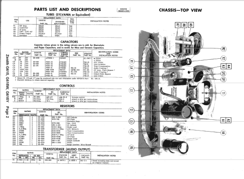 G615Y Ch= 6G05; Zenith Radio Corp.; (ID = 1578222) Radio