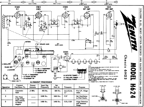 H624 Ch= 6H03; Zenith Radio Corp.; (ID = 154534) Radio