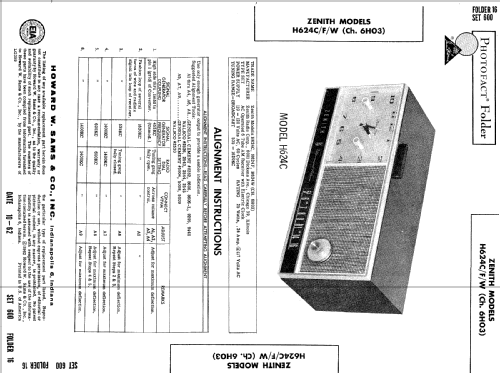 H624W Ch= 6H03; Zenith Radio Corp.; (ID = 507696) Radio