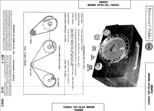 H725 Ch= 7G01Z; Zenith Radio Corp.; (ID = 506395) Radio