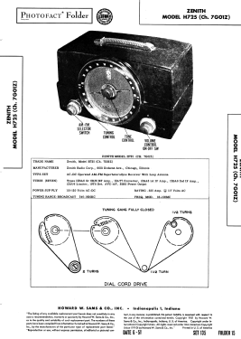 H725 Ch= 7G01Z; Zenith Radio Corp.; (ID = 2929196) Radio