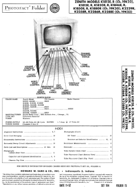 K1880R Ch= 19K20 , 8H20Z; Zenith Radio Corp.; (ID = 3103801) Televisore