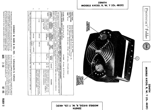 K412W Ch=4K01; Zenith Radio Corp.; (ID = 505593) Radio