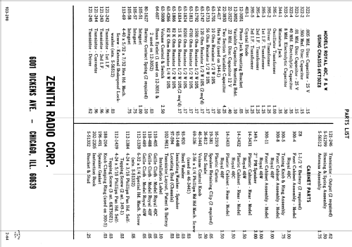 Royal 40F Ch= 6KT50Z8; Zenith Radio Corp.; (ID = 1605386) Radio