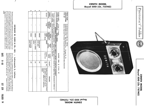 Royal 500 Ch= 7XT40 Circuit #1; Zenith Radio Corp.; (ID = 985274) Radio