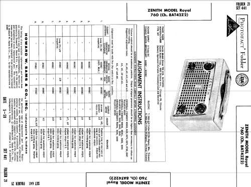 Royal 760 Navigator Ch= 8AT42Z2; Zenith Radio Corp.; (ID = 702447) Radio