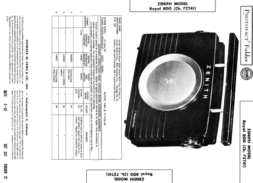 Royal 800 Ch= 7ZT41; Zenith Radio Corp.; (ID = 1860446) Radio
