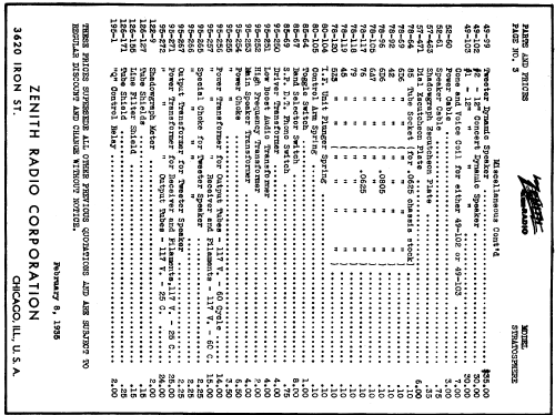 1000-Z Stratosphere Ch=2501; Zenith Radio Corp.; (ID = 189079) Radio