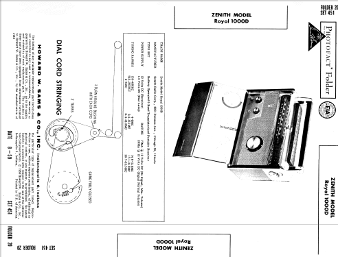 Trans-Oceanic Royal 1000D 9AT40 & 9AT41Z2; Zenith Radio Corp.; (ID = 250018) Radio