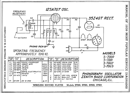 S7003 Wireless Record Player ; Zenith Radio Corp.; (ID = 67302) R-Player