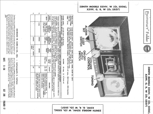 X519F Ch=5X07; Zenith Radio Corp.; (ID = 2215107) Radio