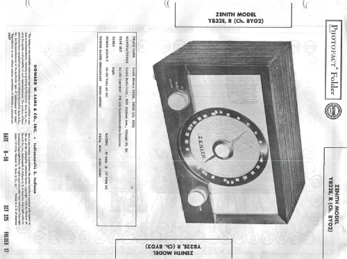 Y832E Ch= 8Y02Z; Zenith Radio Corp.; (ID = 1800755) Radio