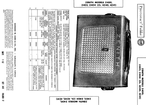 Z402R Ch= 4Z40; Zenith Radio Corp.; (ID = 506242) Radio