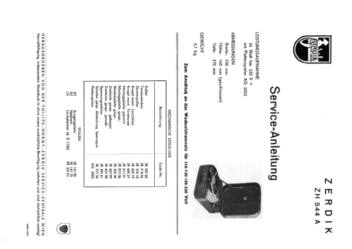 Plattenspieler ZH544A; Zerdik; Wien (ID = 774462) Ton-Bild