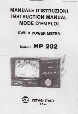 SWR - Wattmeter HP 202; Zetagi S.p.A.; (ID = 2993693) Equipment