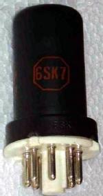 A sample of home-made 6SJ7X. This tube is in the RF oscillator of the Measurements 65B standard generator. Actually it is a 6SJ7 rebased with the porcelain base of the factory-installed tube, according to the procedures given in the service manual of the generator.