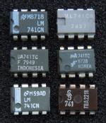 LM741CN National Semiconductors, ML741CS, UA741TC Fairchild, µA741 Fairchild, Siemens 741 = TBA221