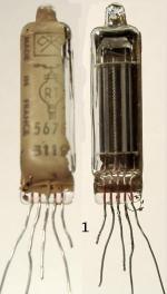 Both sides of same tube with conductive paint missing one side and wire that connects paint to middle filament/g3 wire showing.