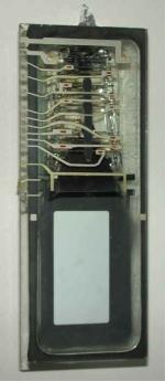 Cathode Ray Tube developed by Sinclair for use in the pocket TV FTV1 released in 1984.  
  
Overall size 110mm W x 45mm H x 18mm D
Screen size is 38mm W x 18mm H. 

The electron beam is deflected through 90 degrees to hit the screen which was viewed through a Fresnel lens.
