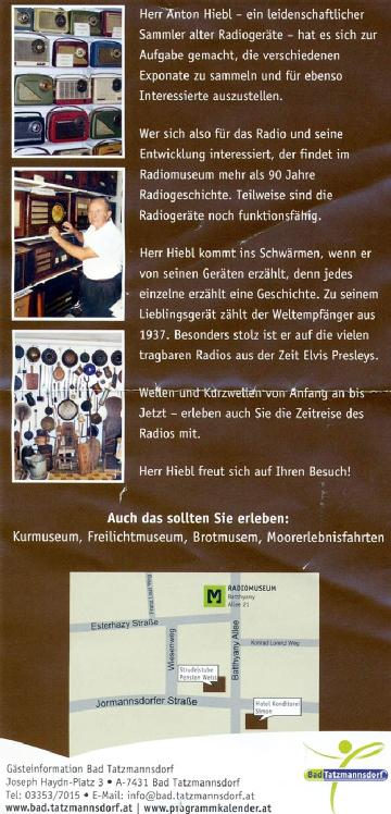 Austria: Radiomuseum Bad Tatzmannsdorf in 7431 Bad Tatzmannsdorf