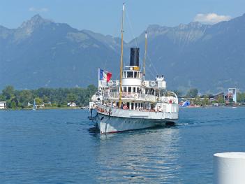Switzerland: Belle Epoque - Schaufelradschiff Italie in 1006 Lausanne