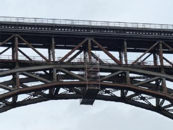 Germany: Müngstener Brücke mit Brückenpark und Schwebefähre in 42659 Solingen